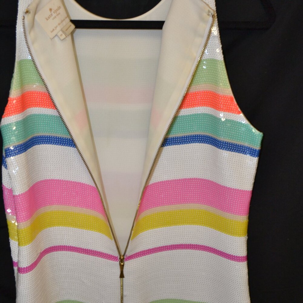 KATE SPADE MULTI COLOR SEQUIN COCKTAIL DRESS SIZE 10 - Picture 7 of 9